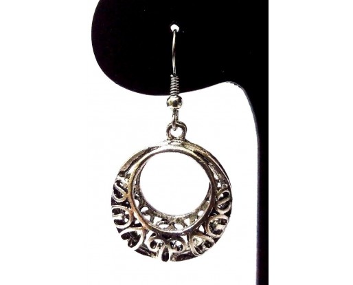 Silver Oxidized Earring Jhumka Jhumki Ethnic Jewelry Hook Drop Dangle Long EA250